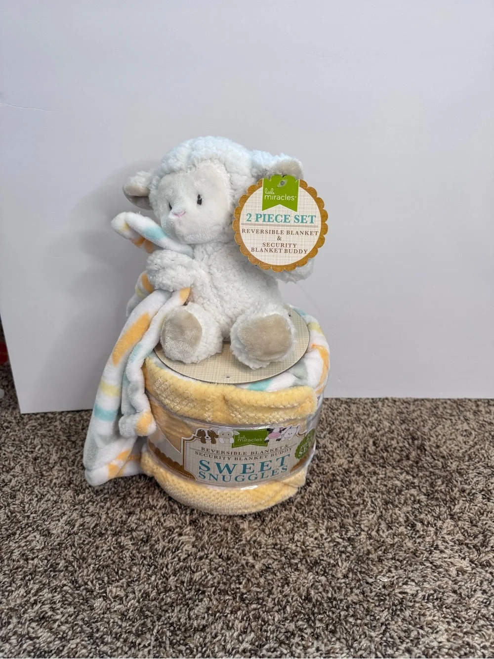 Miracle Sweet Snuggles Lamb Plush and Reversible Blanket - Baby Blanket